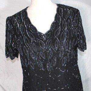 BEADED COCKTAIL DRESS BLACK 2X PLUS